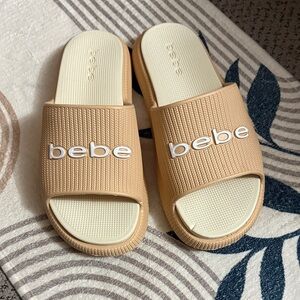 Bebe Beige Slide Slippers for Women